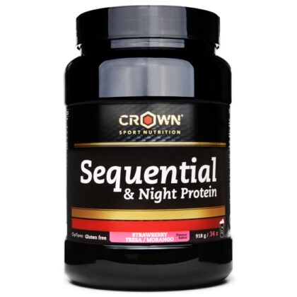 Crown Sport Nutrition Sequential & Night Protein, Proteína con diferentes velocidades de absorción, Sabor Fresa, 918 g (34 porciones)