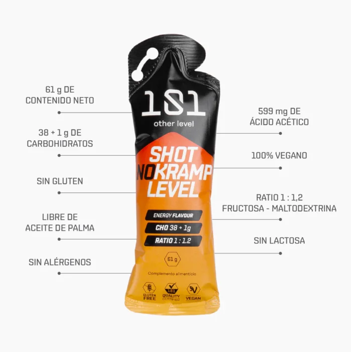SHOT NO-KRAMP LEVEL - sabor Energy 61g 101 OTHER LEVEL - Imagen 3