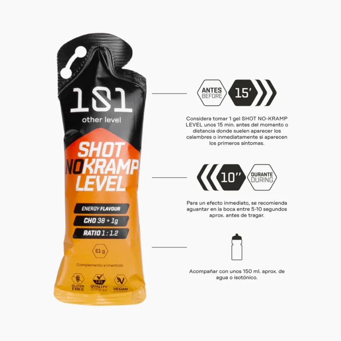 SHOT NO-KRAMP LEVEL - sabor Energy 61g 101 OTHER LEVEL - Imagen 2